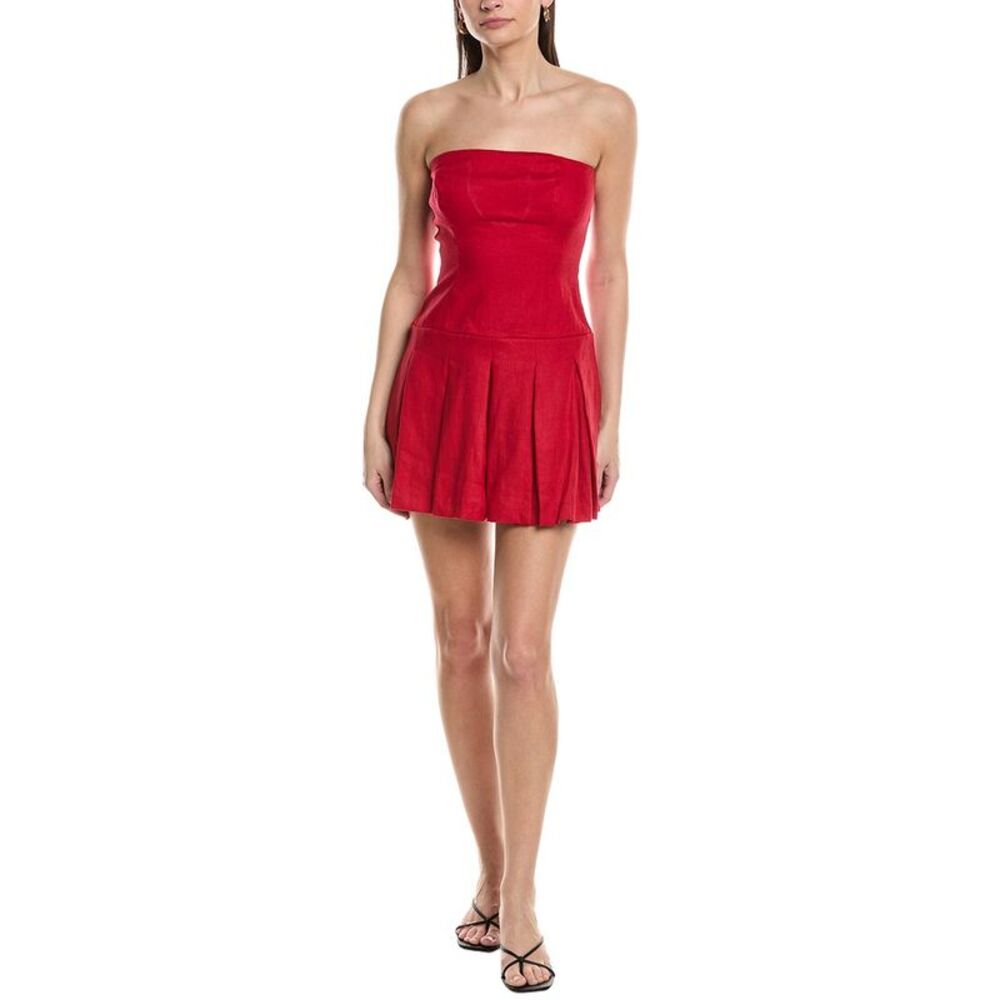 Kourt Womens  Elisabetta Linen Mini Dress, Red